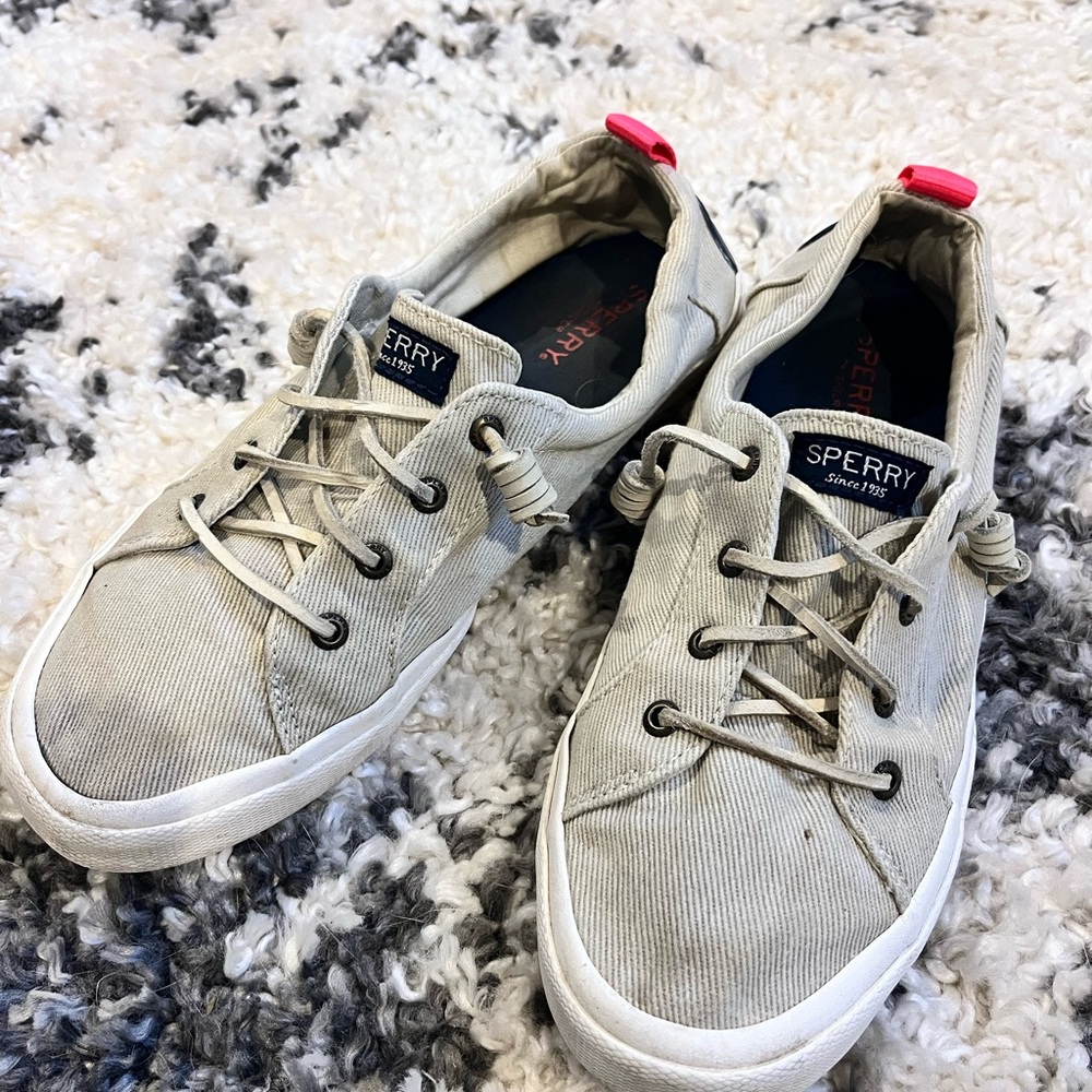 Sperry Women's Gray Sneakers with Pink Highlights